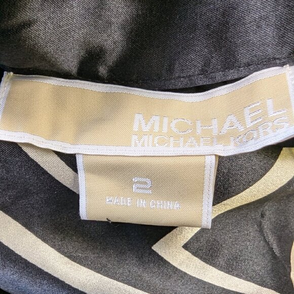 Michael Kors Black Silk Halter Top with Geometric Design Size 2 - Picture 3 of 5